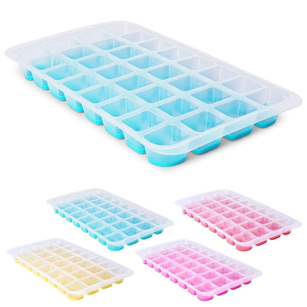 Practical ice mold with flexible bottom for easy handling of ice cubes