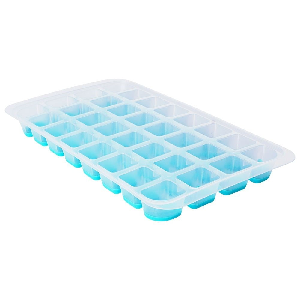 Practical ice mold with flexible bottom for easy handling of ice cubes