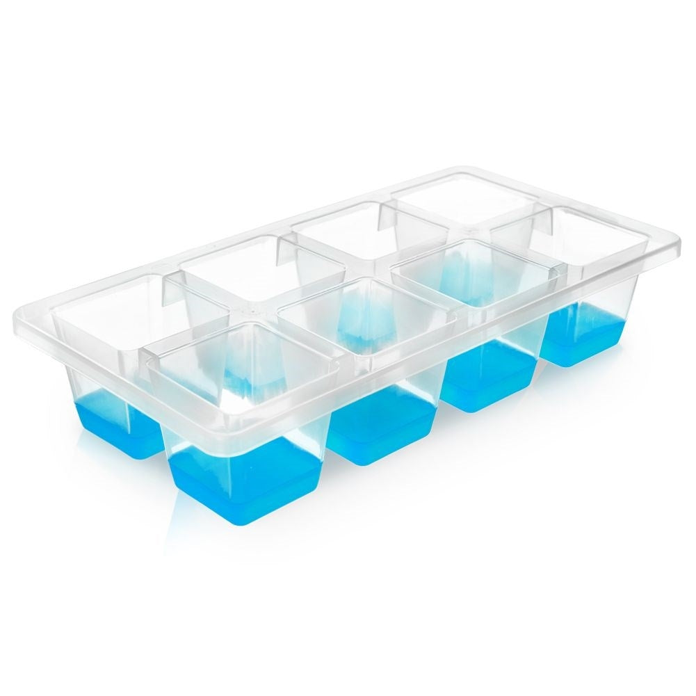 Practical ice mold with flexible bottom for easy ice cube removal