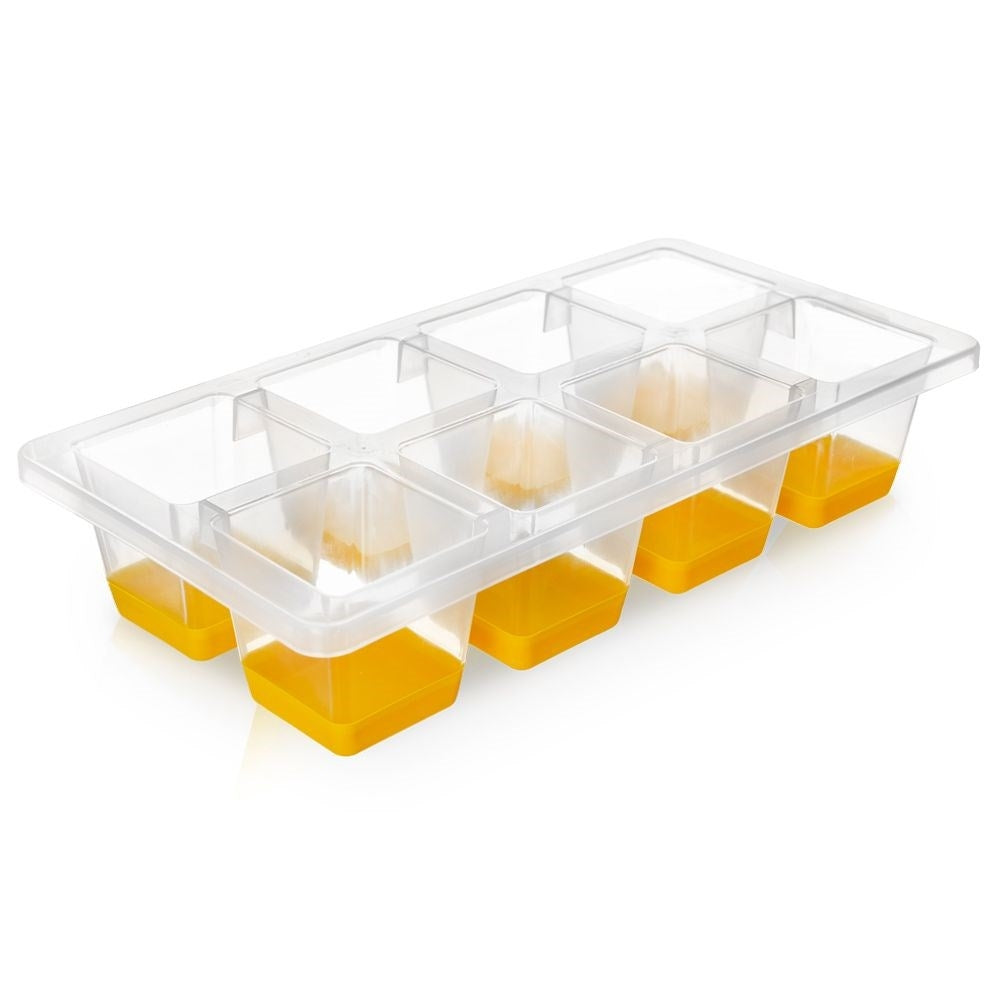 Practical ice mold with flexible bottom for easy ice cube removal