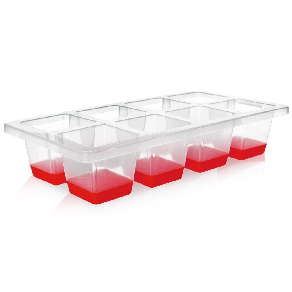 Practical ice mold with flexible bottom for easy ice cube removal