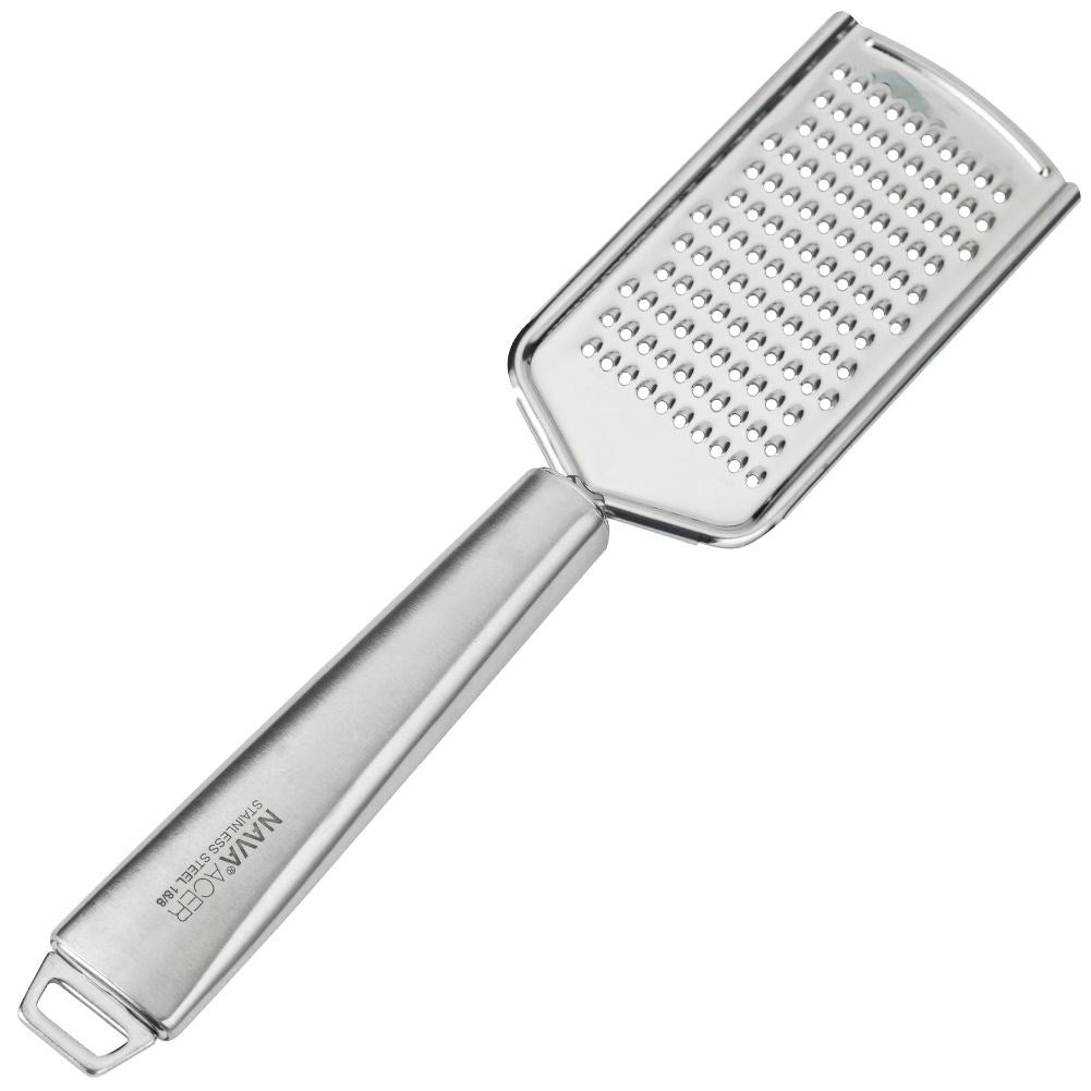 Practical kitchen grater in stainless steel with ergonomic handle