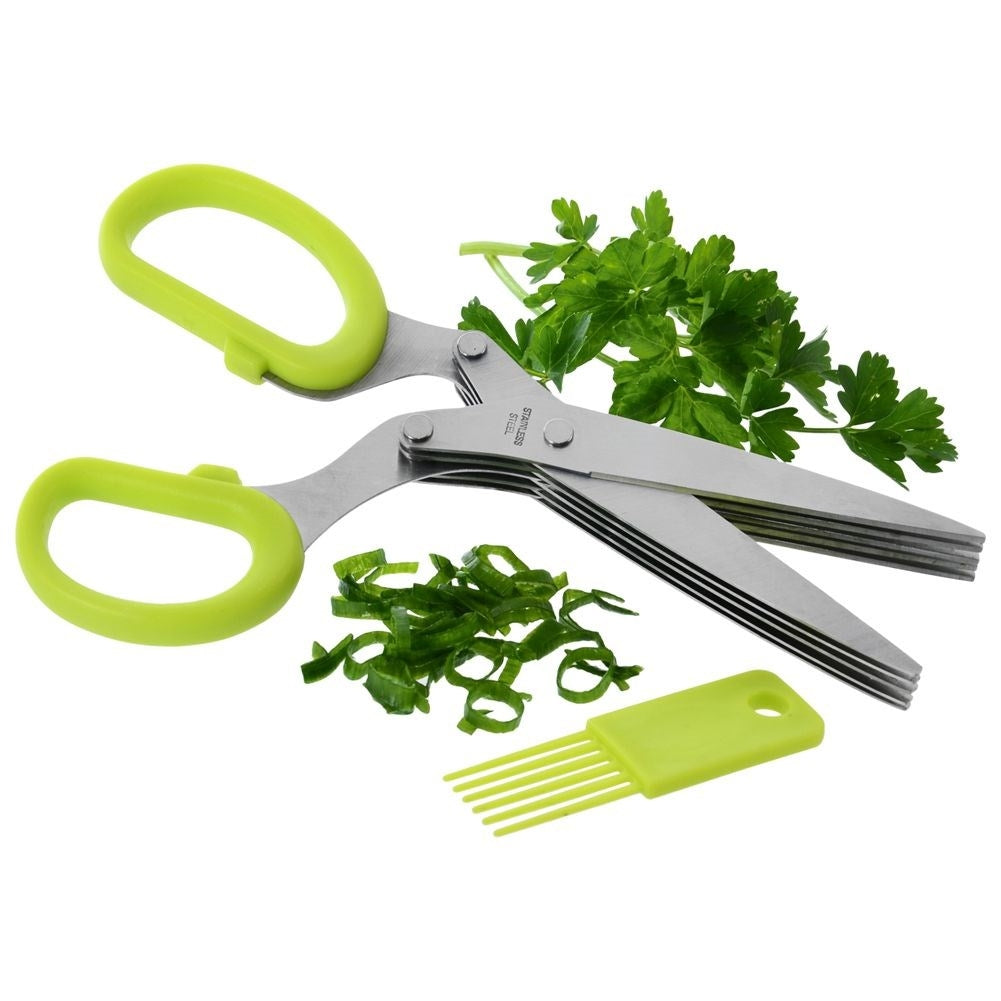 Practical kitchen scissors with five blades for quick herb cutting