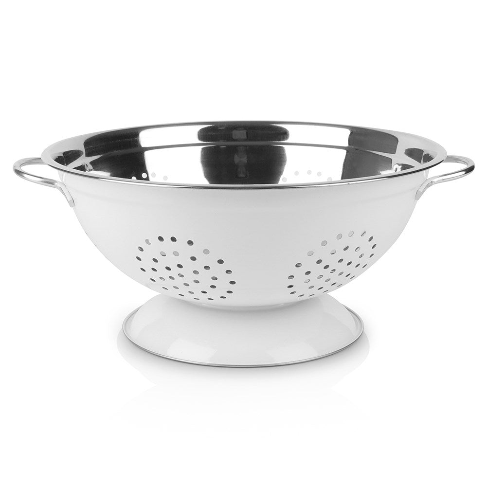 Practical kitchen strainer with two handles in stainless steel