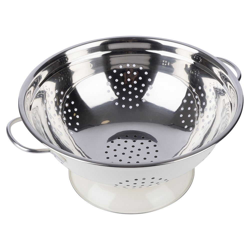Practical kitchen strainer with two handles in stainless steel