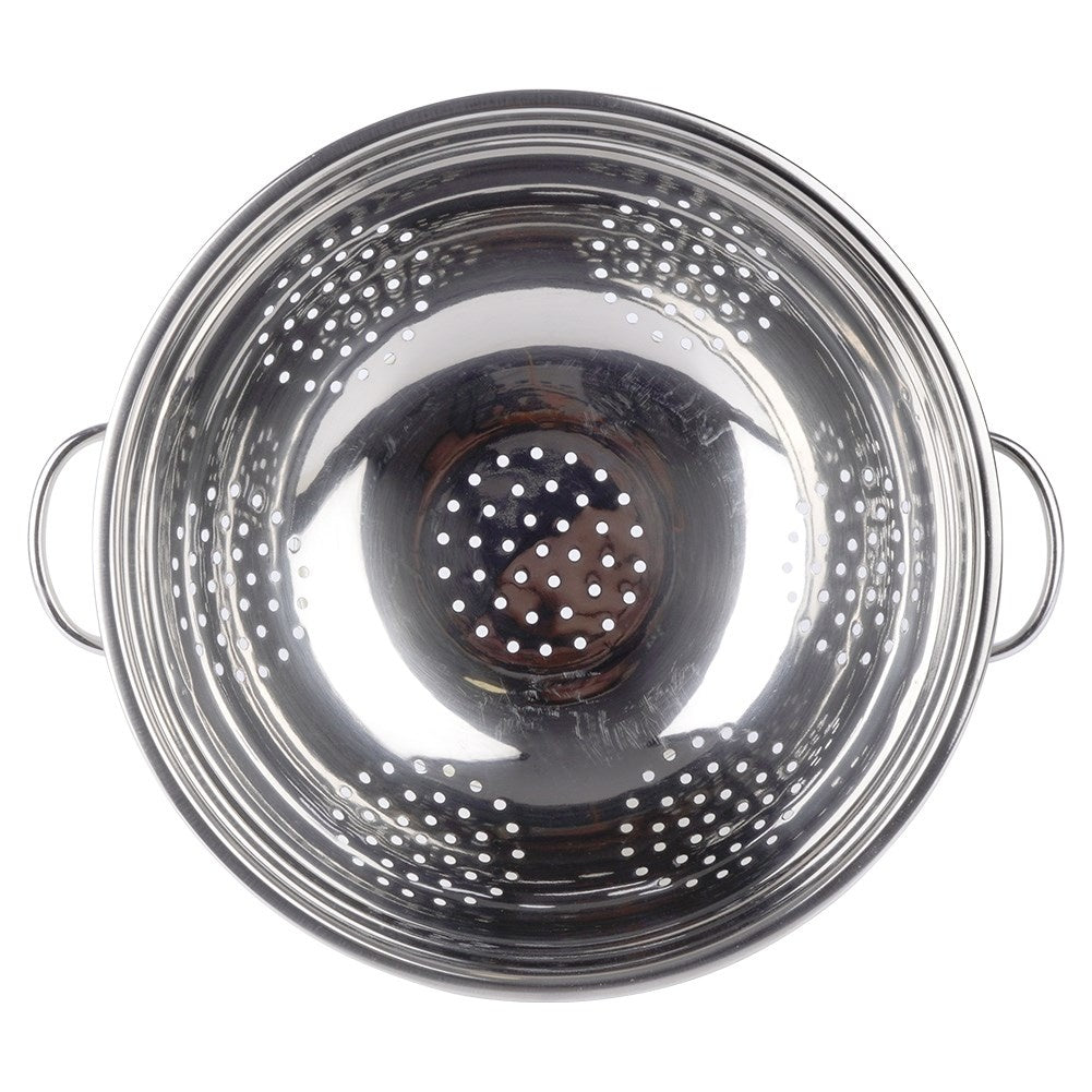 Practical kitchen strainer with two handles in stainless steel