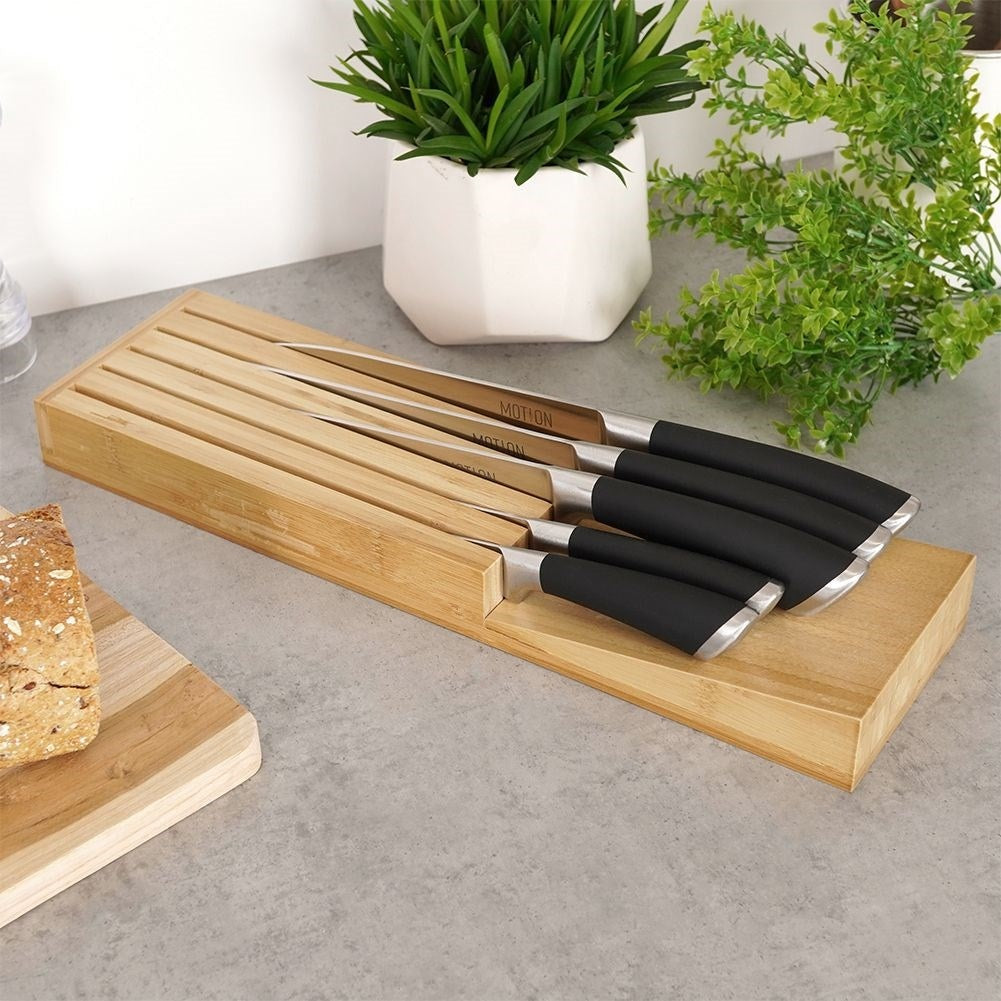 Practical knife organizer in bamboo for 5 knives