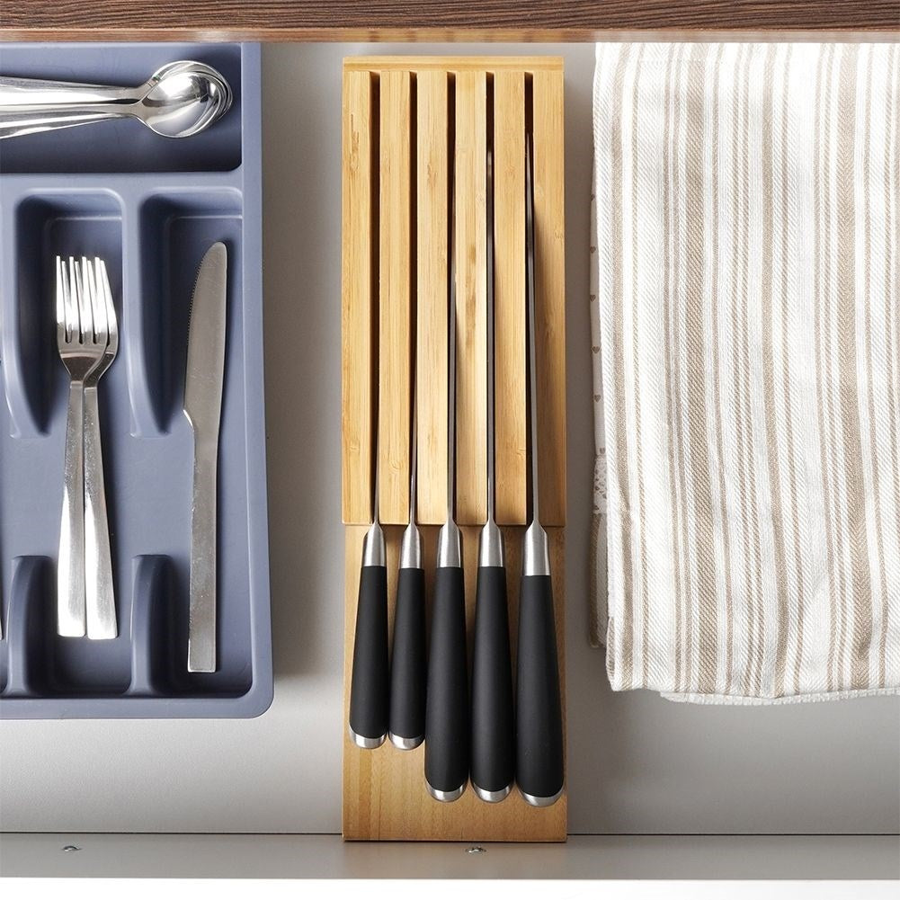 Practical knife organizer in bamboo for 5 knives