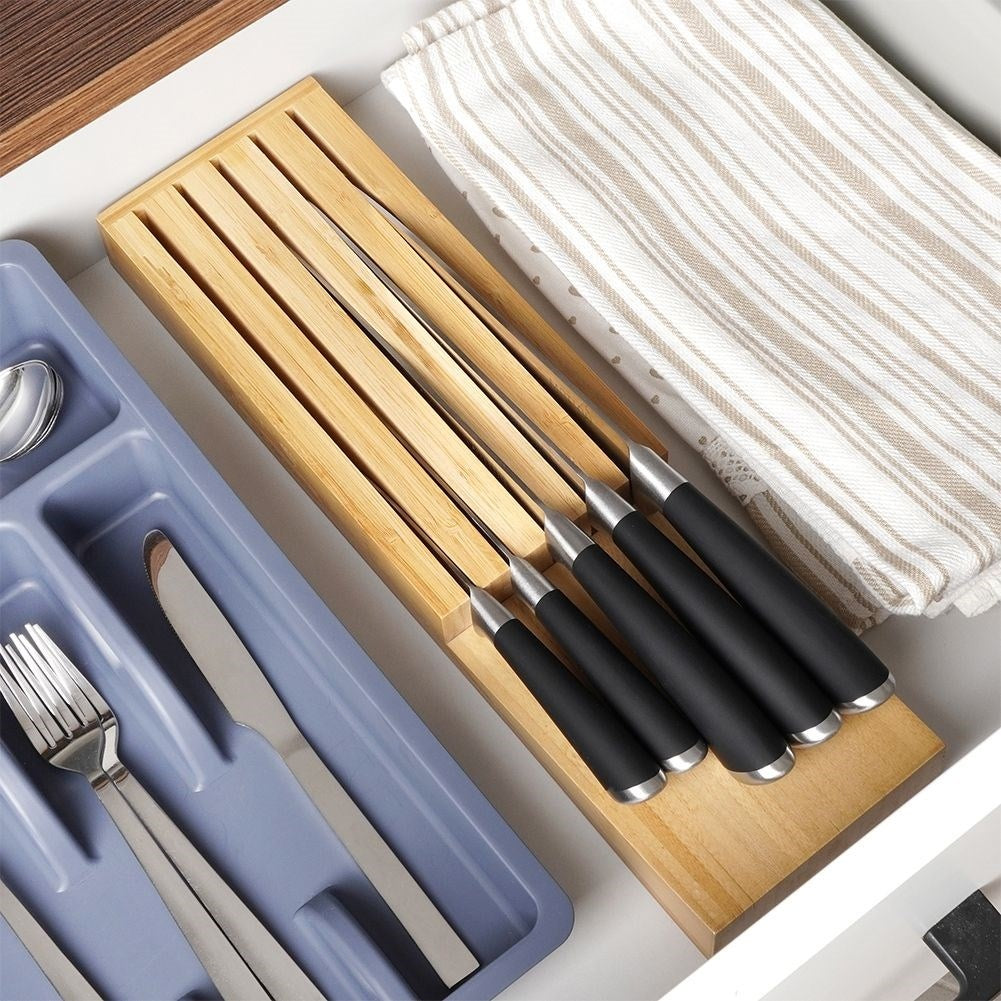 Practical knife organizer in bamboo for 5 knives