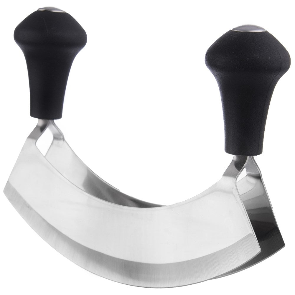 Practical knife with double blade for vegetables and herbs