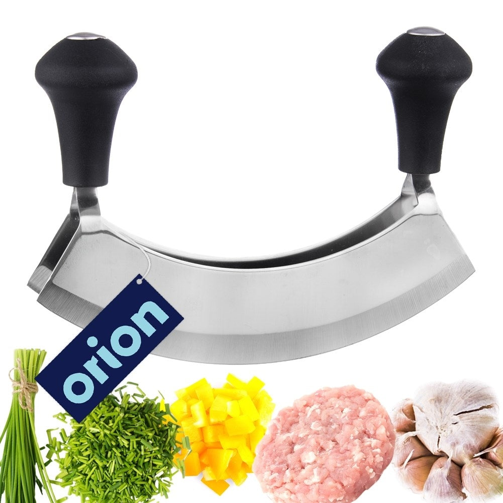 Practical knife with double blade for vegetables and herbs