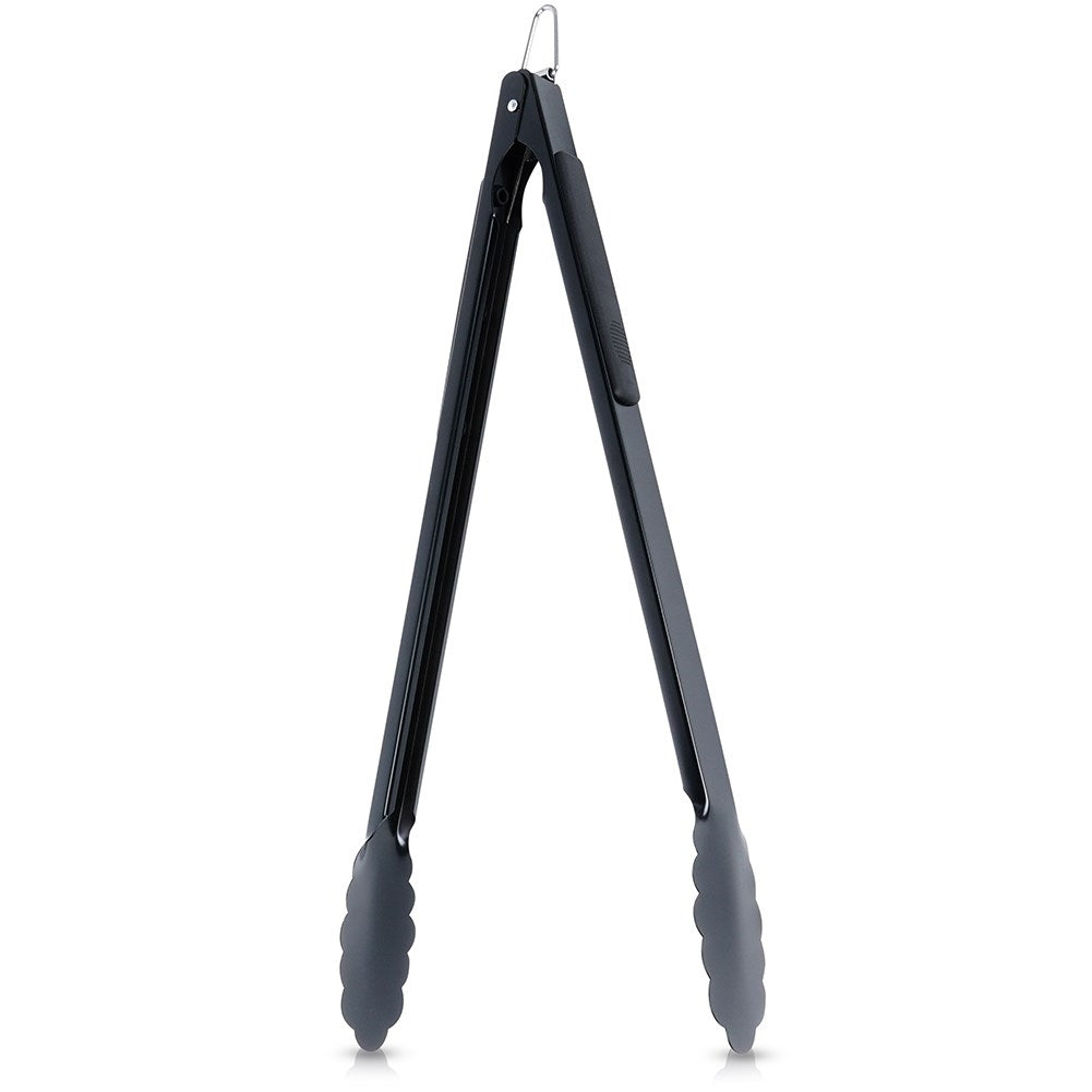 Practical long tongs in stainless steel for cooking