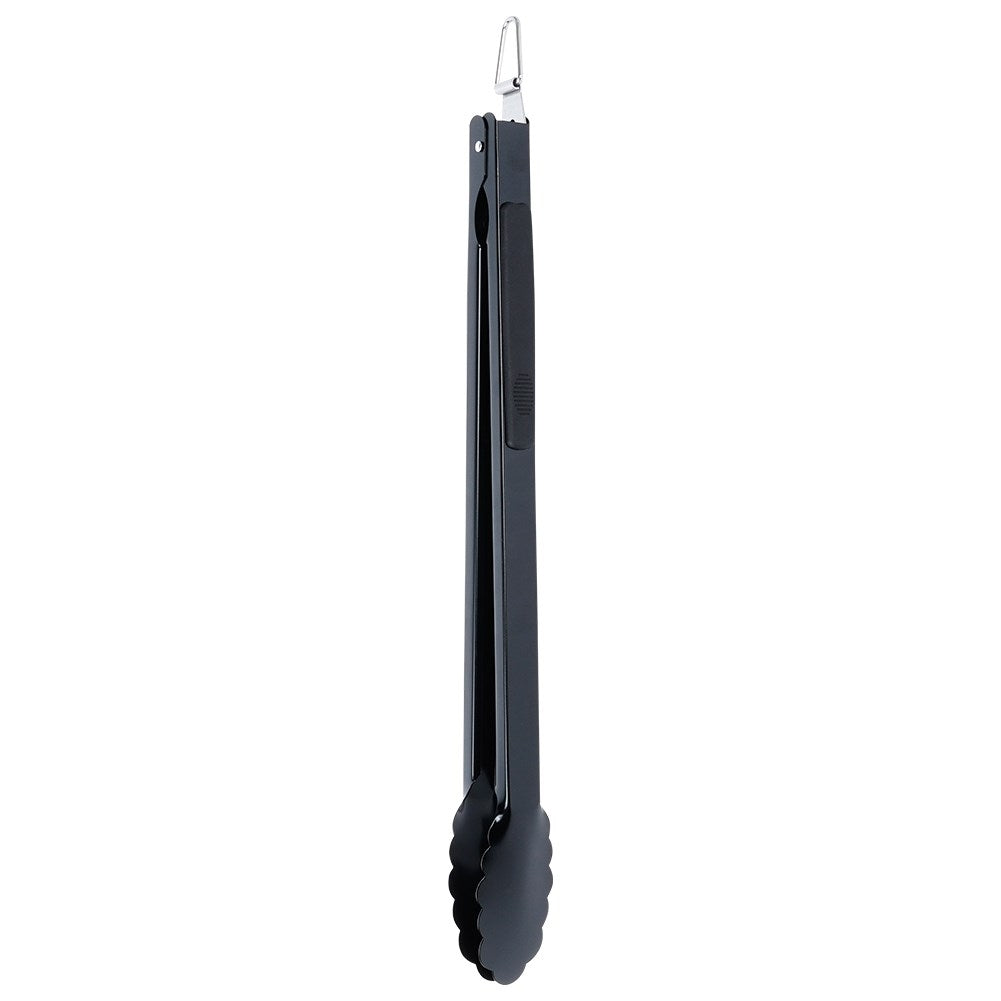 Practical long tongs in stainless steel for cooking