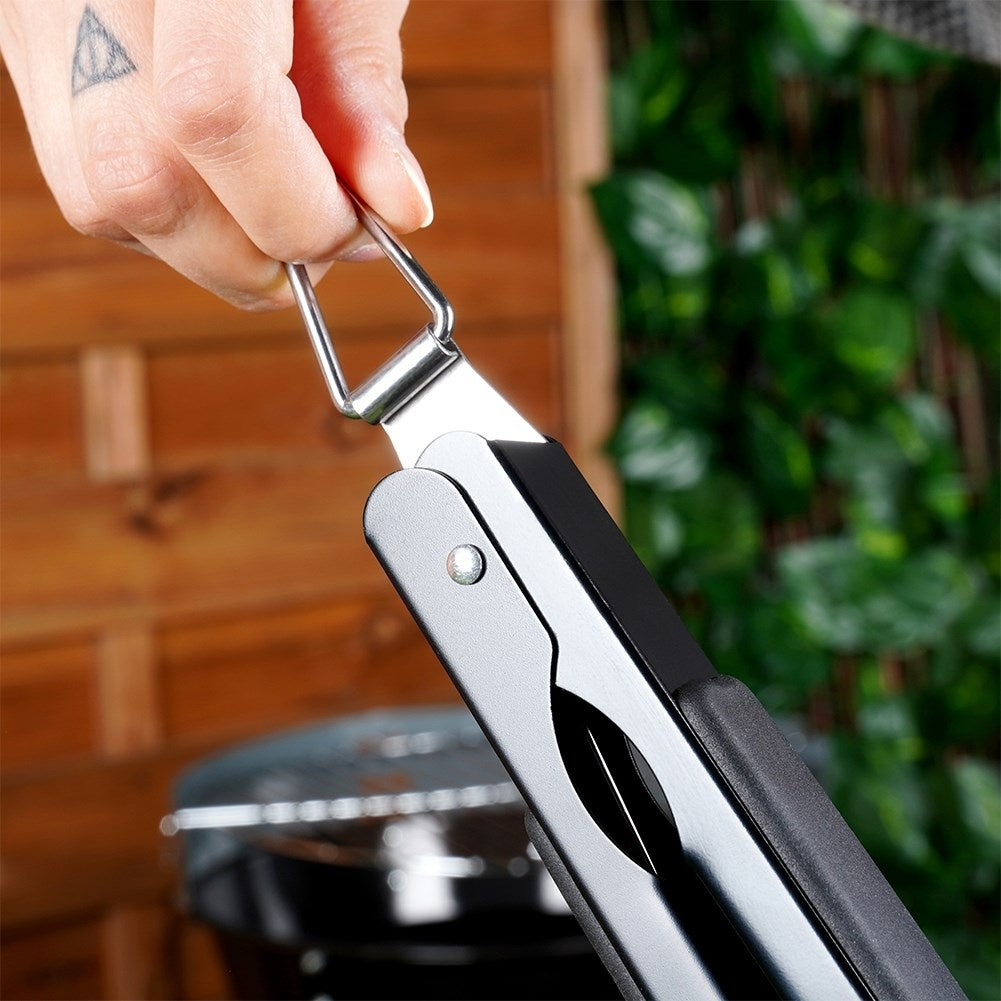 Practical long tongs in stainless steel for cooking