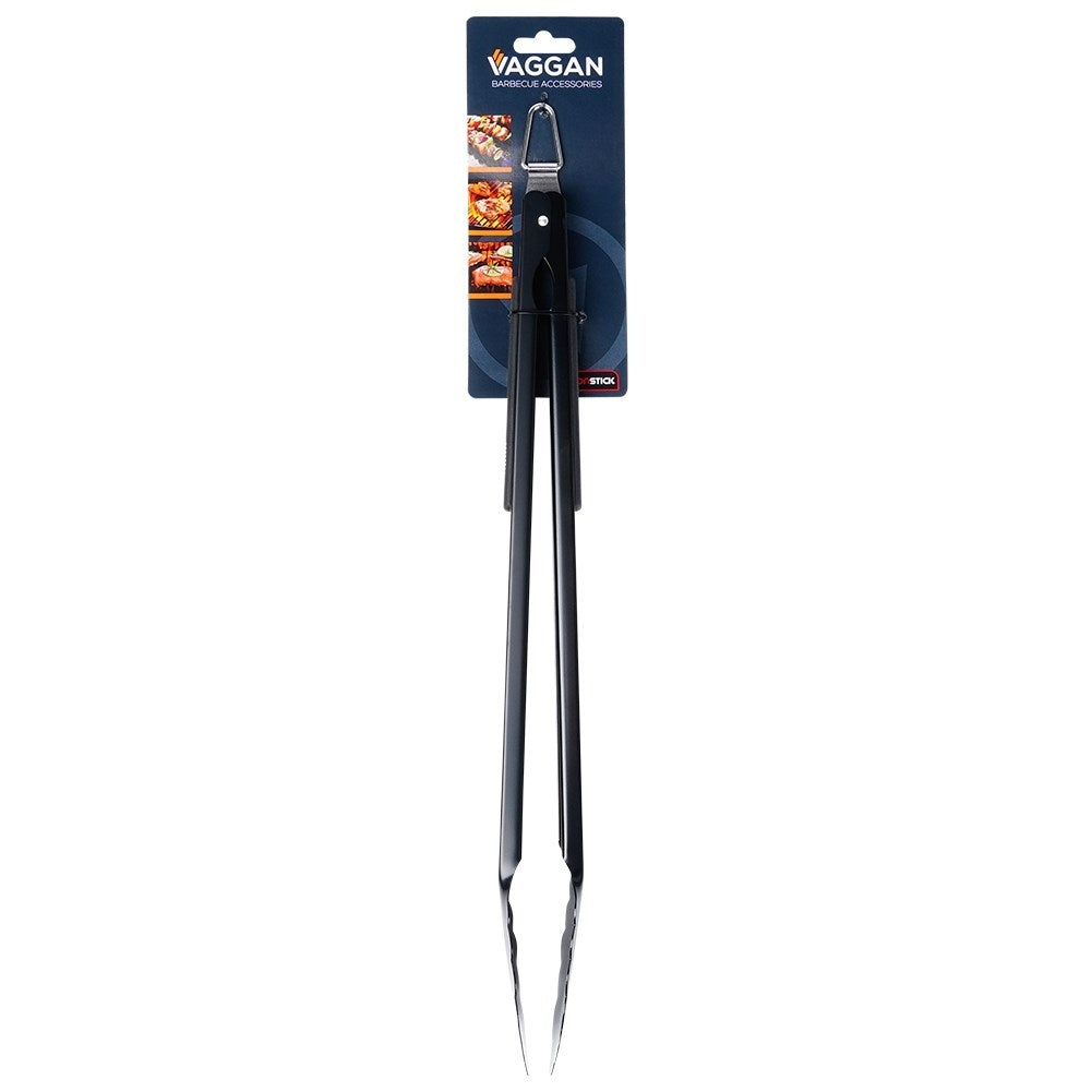 Practical long tongs in stainless steel for cooking