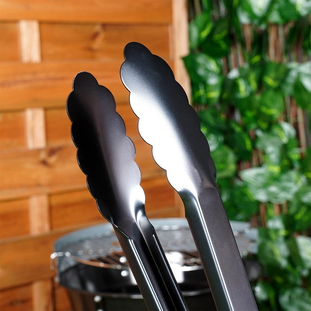 Practical long tongs in stainless steel for cooking