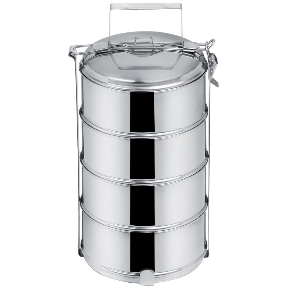 Practical lunch box with 4 containers in stainless steel