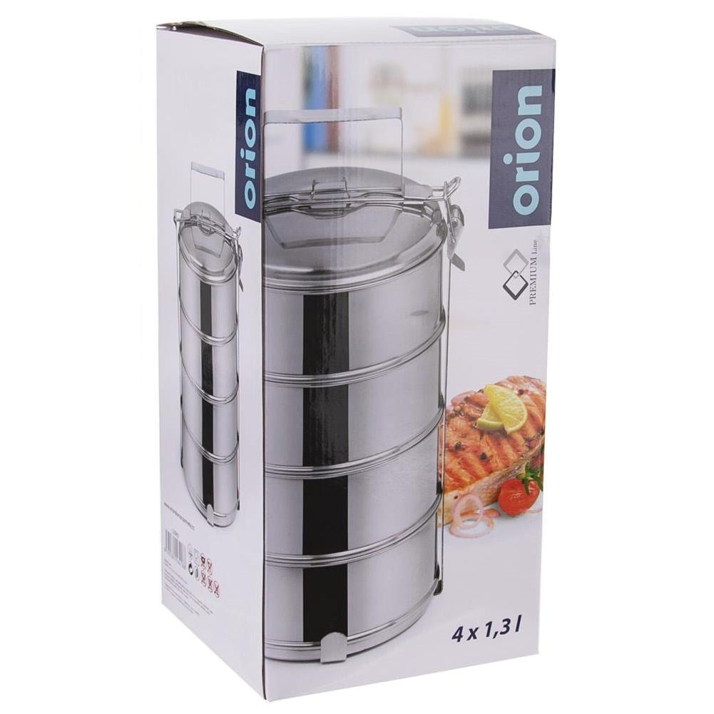 Practical lunch box with 4 containers in stainless steel