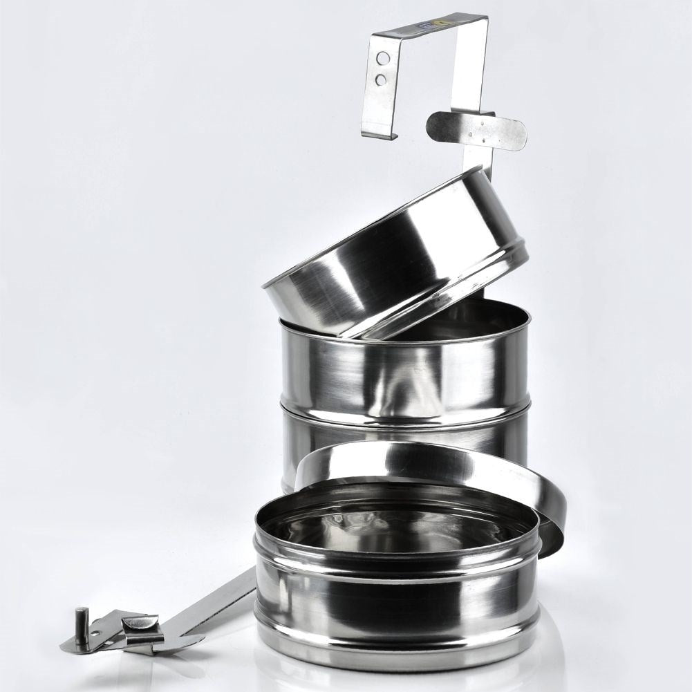 Practical lunch box with four containers and handle