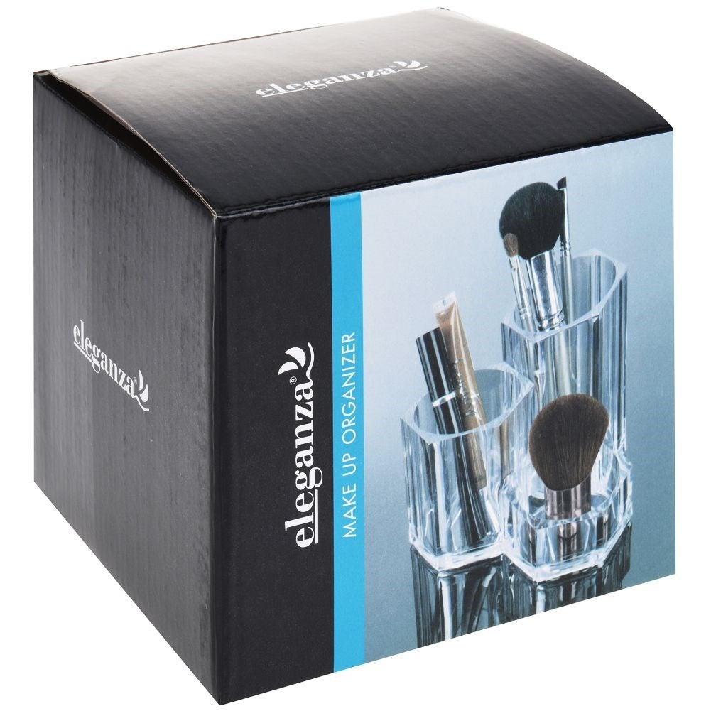Practical makeup organizer with three compartments in transparent acrylic