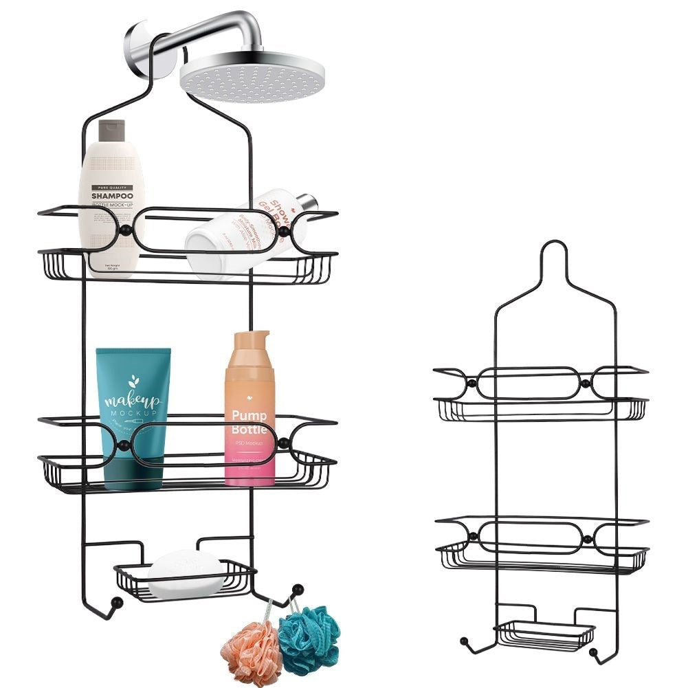 Practical metal shelf for bathroom storage without drilling