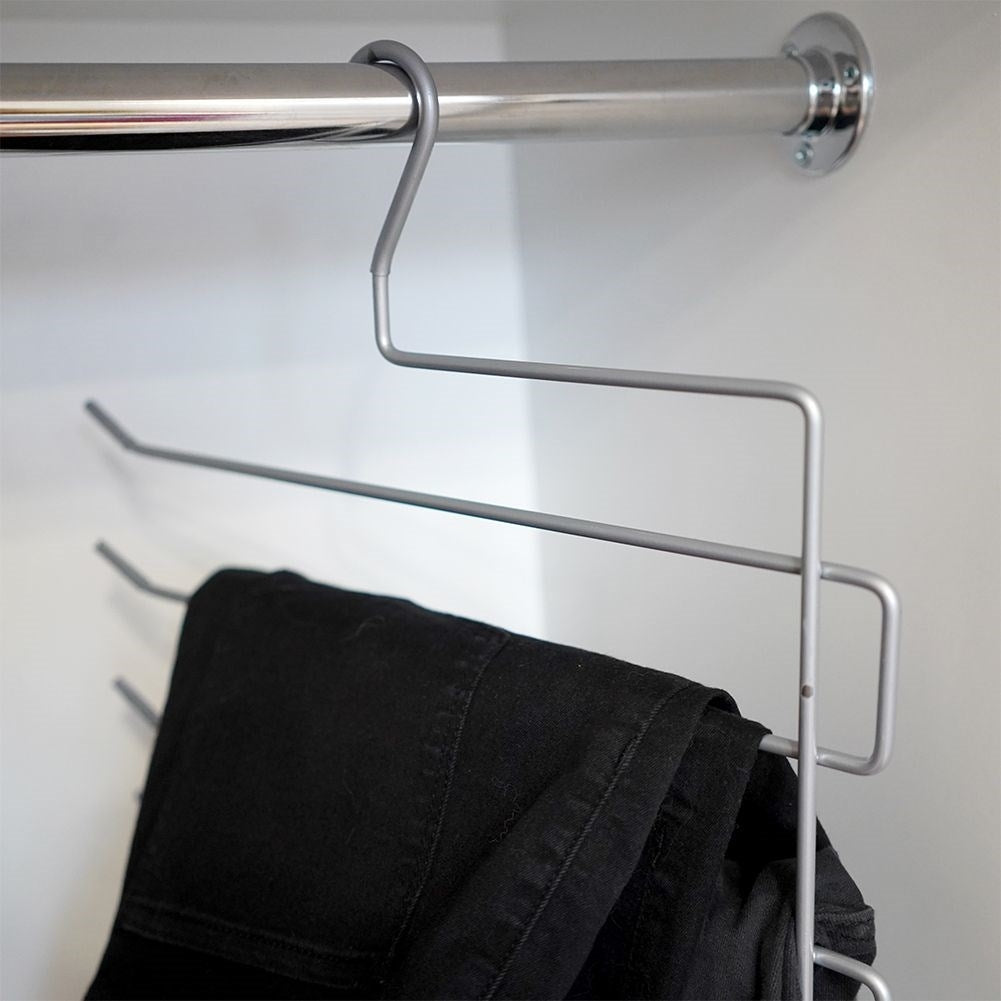 Practical metal trouser hanger for 4 pairs of trousers with plastic cover