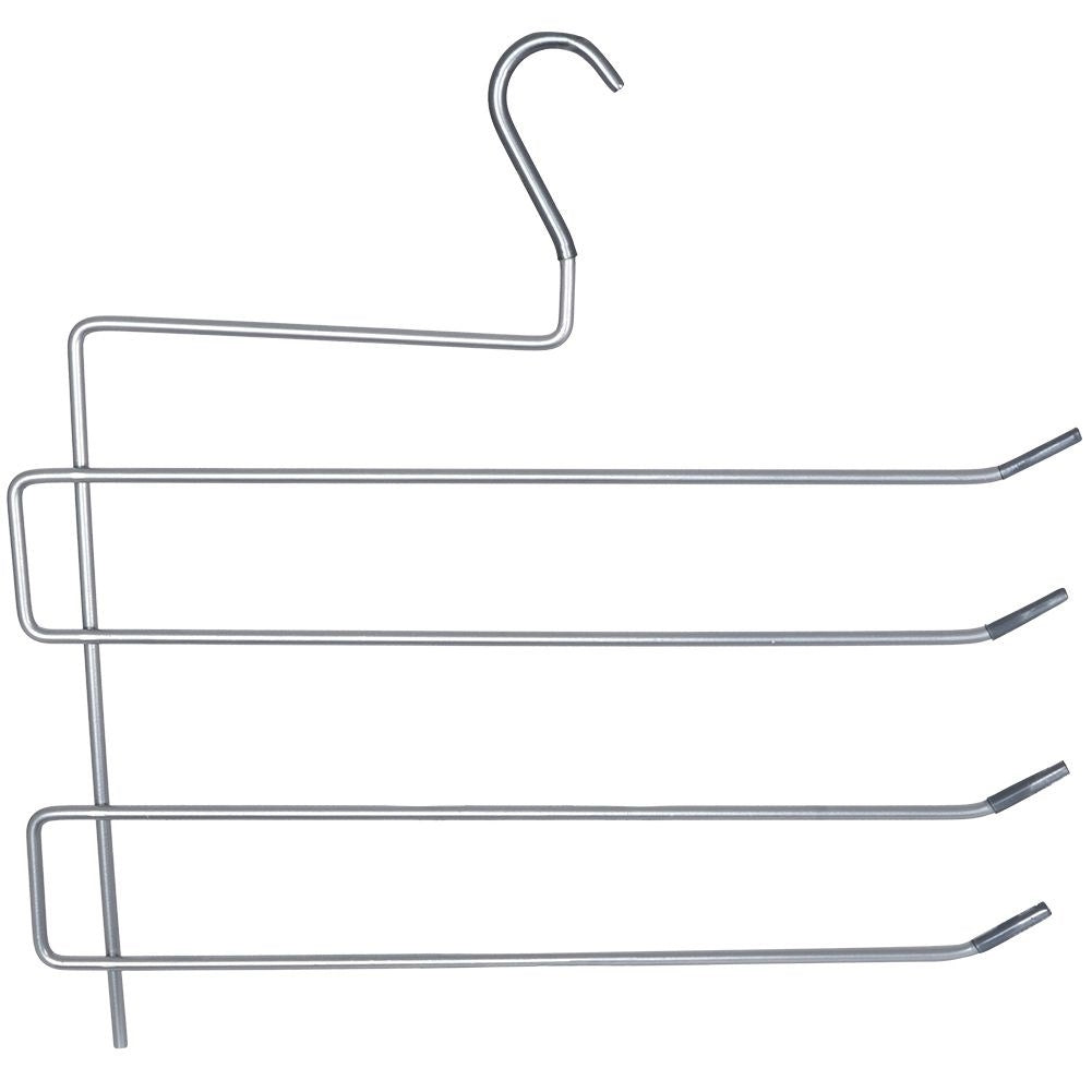 Practical metal trouser hanger for 4 pairs of trousers with plastic cover