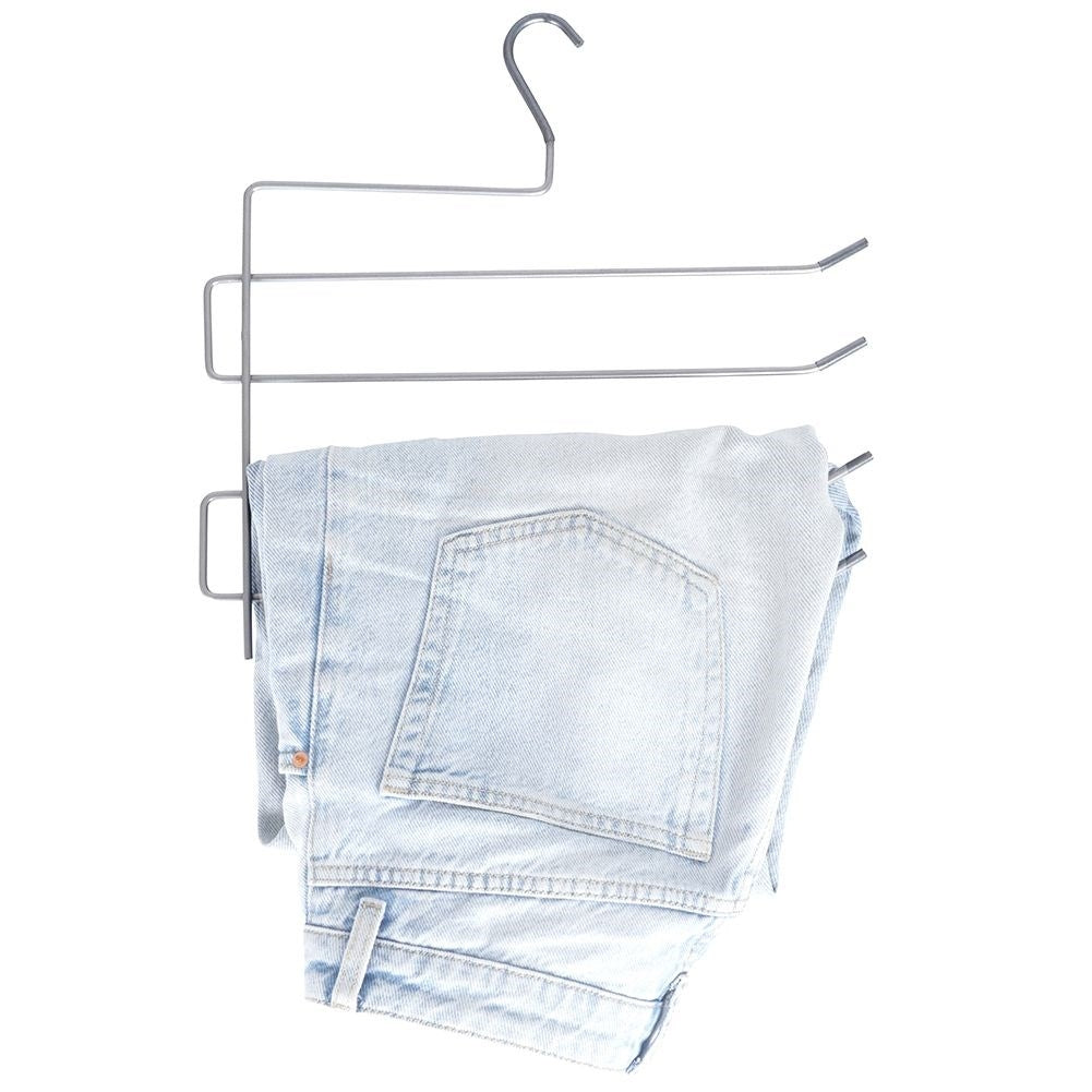 Practical metal trouser hanger for 4 pairs of trousers with plastic cover