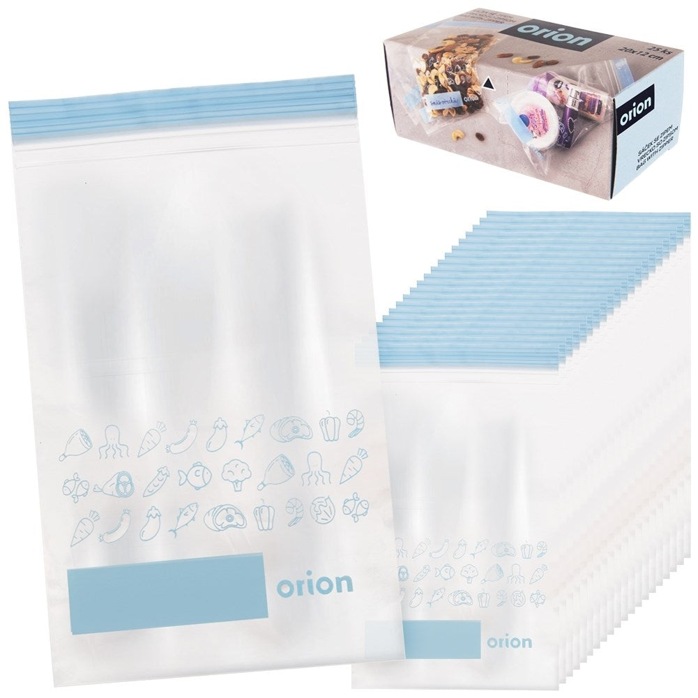 Practical plastic bags with closure for fridge and freezer, 25-pack
