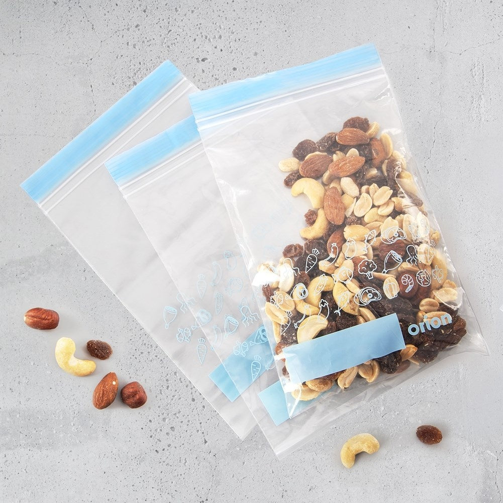 Practical plastic bags with closure for fridge and freezer, 25-pack