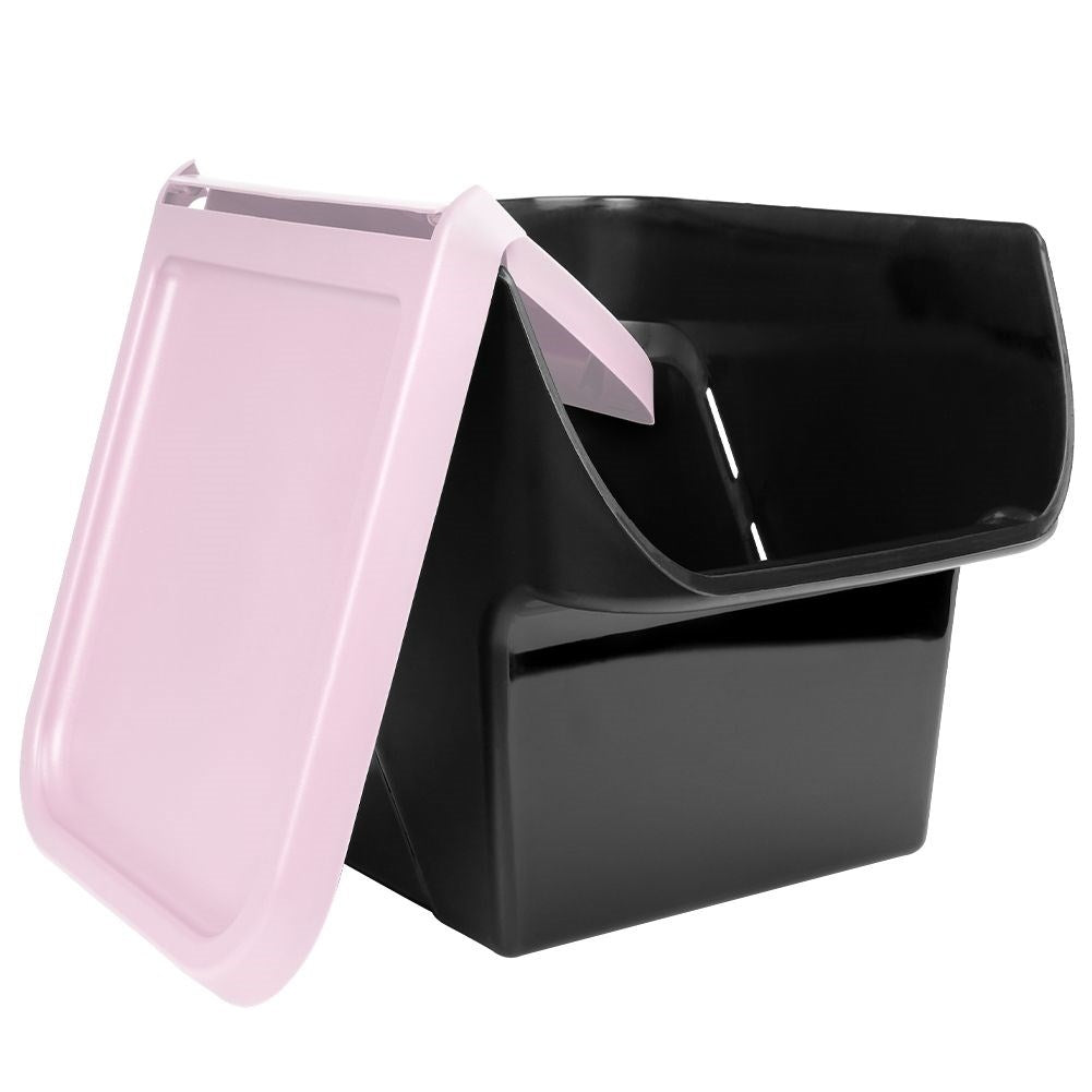 Practical plastic box for fruit and vegetables with an openable flap