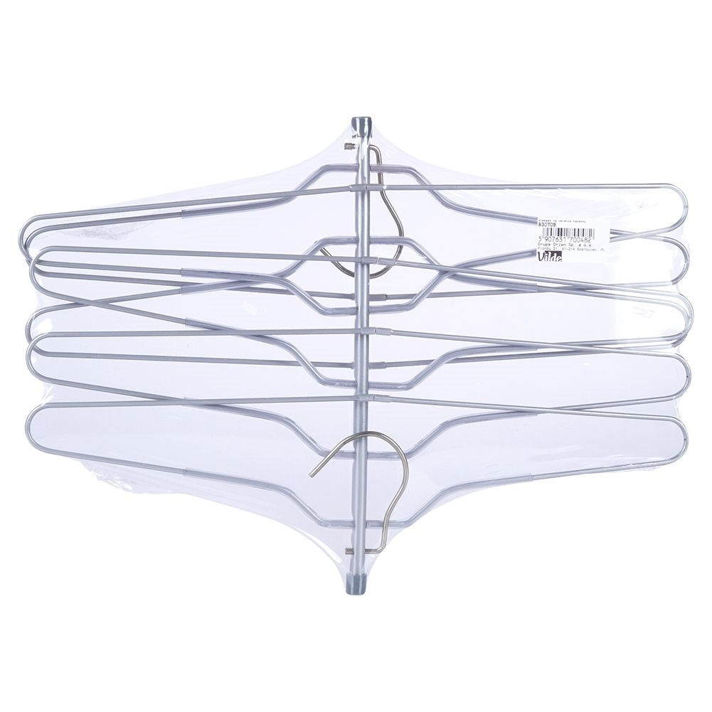 Practical robust metal clothes hanger for 6 garments with foldable hooks