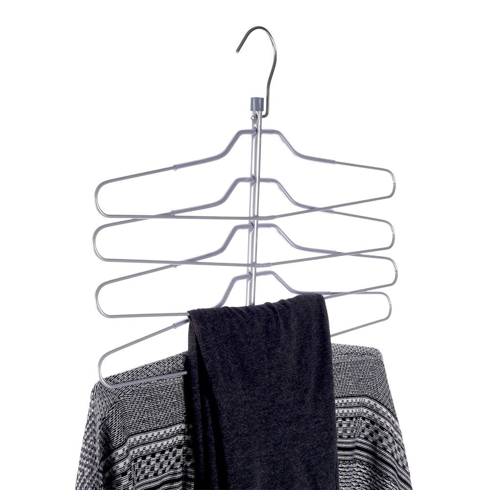 Practical robust metal clothes hanger for 6 garments with foldable hooks