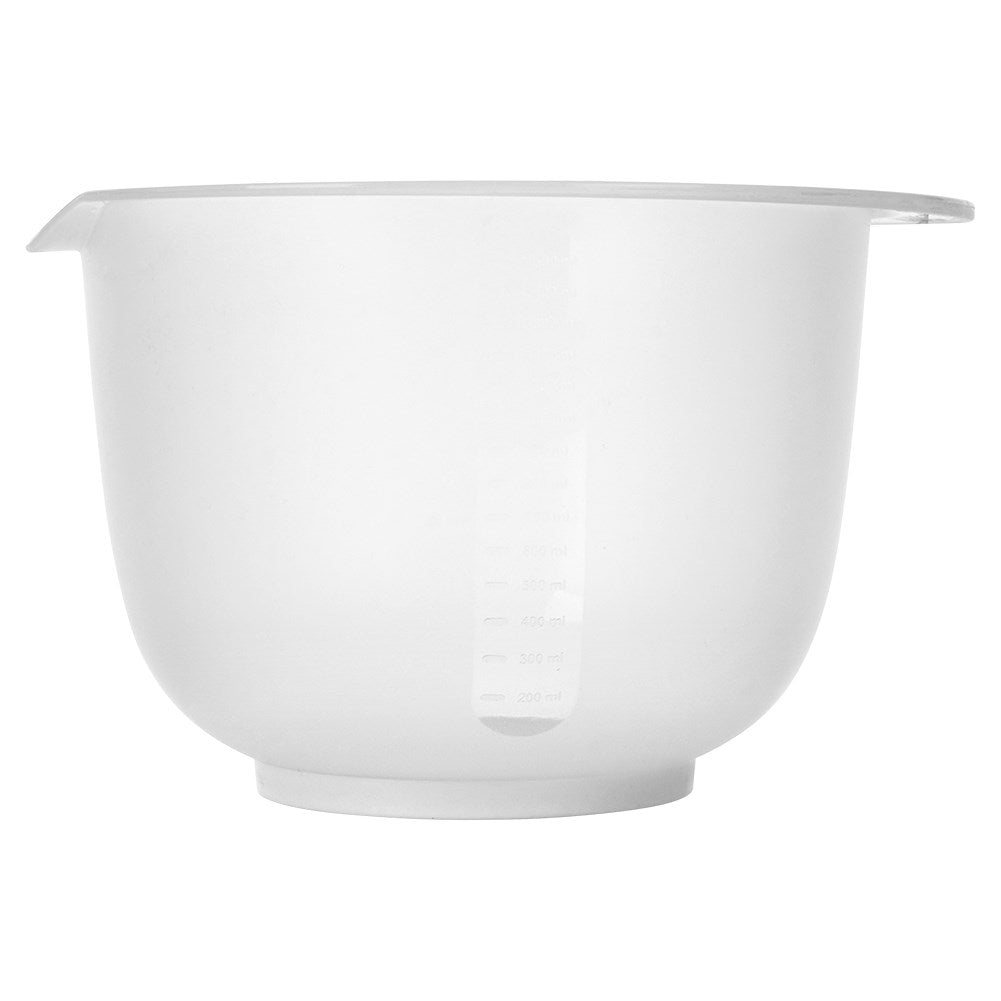 Practical set of kitchen bowls with handle, spout and measuring scale