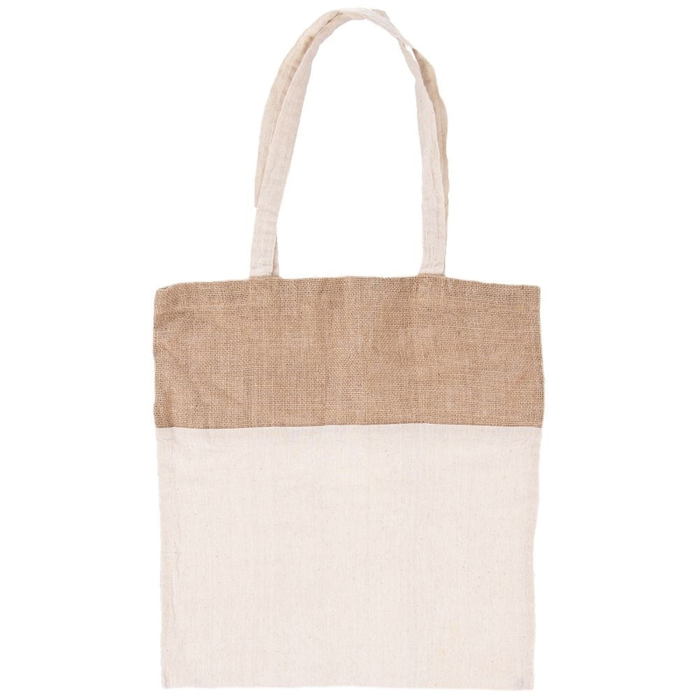 Practical shopping bag in cotton and jute, holds several kilos.
