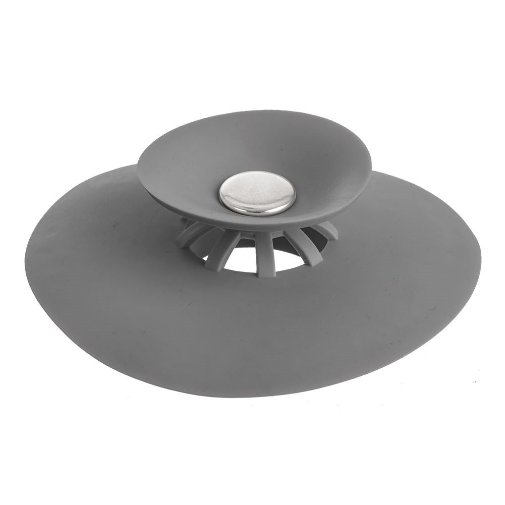 Practical silicone strainer that acts as a stopper and protects the sink