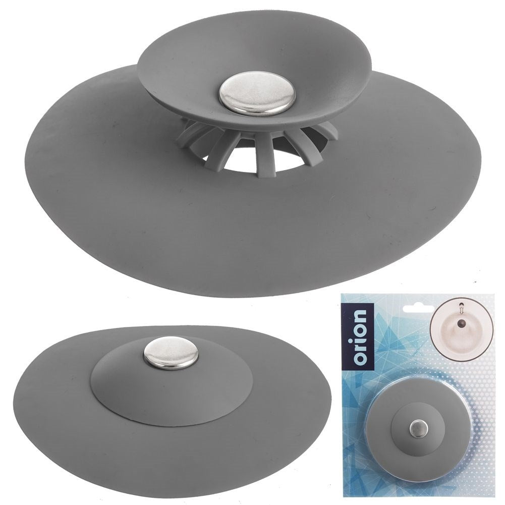 Practical silicone strainer that acts as a stopper and protects the sink