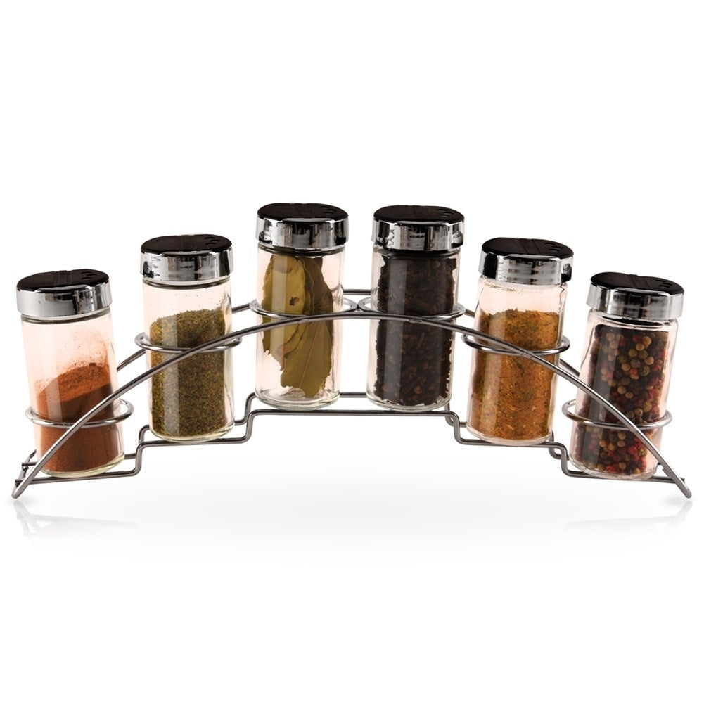 Practical spice rack with 6 containers and rack