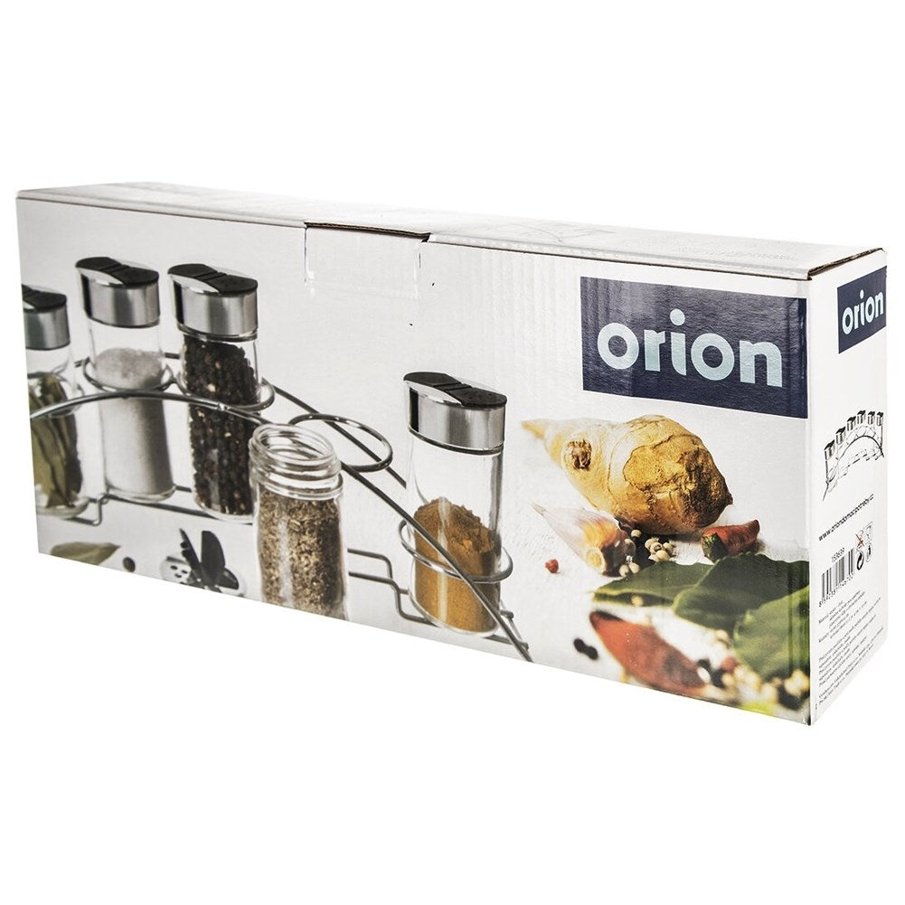 Practical spice rack with 6 containers and rack