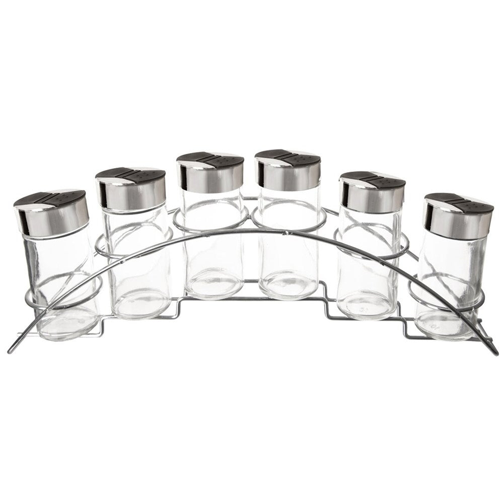 Practical spice rack with 6 containers and rack