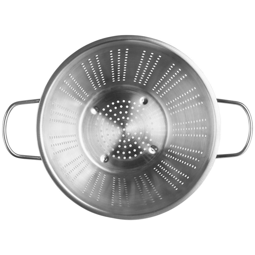 Practical stainless steel strainer with two handles, dishwasher safe