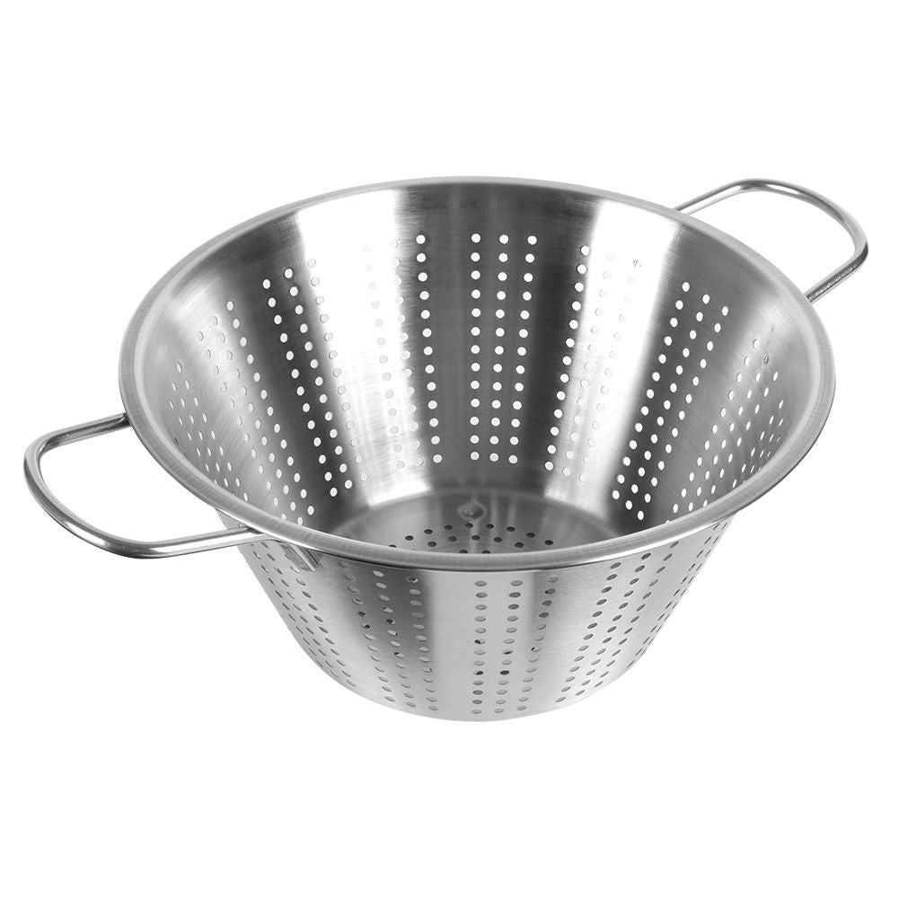Practical stainless steel strainer with two handles, dishwasher safe