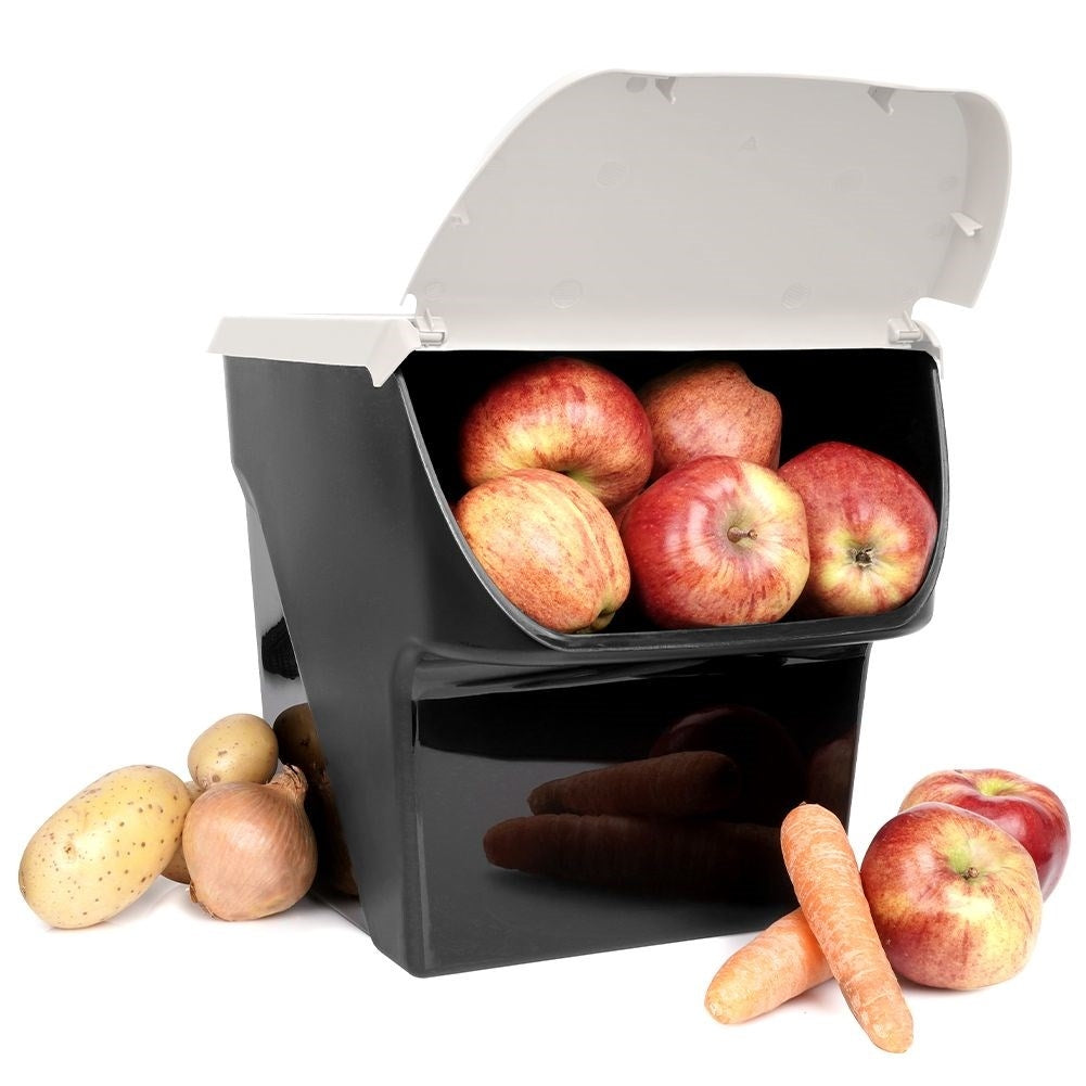 Practical storage box for fruit and vegetables with flap