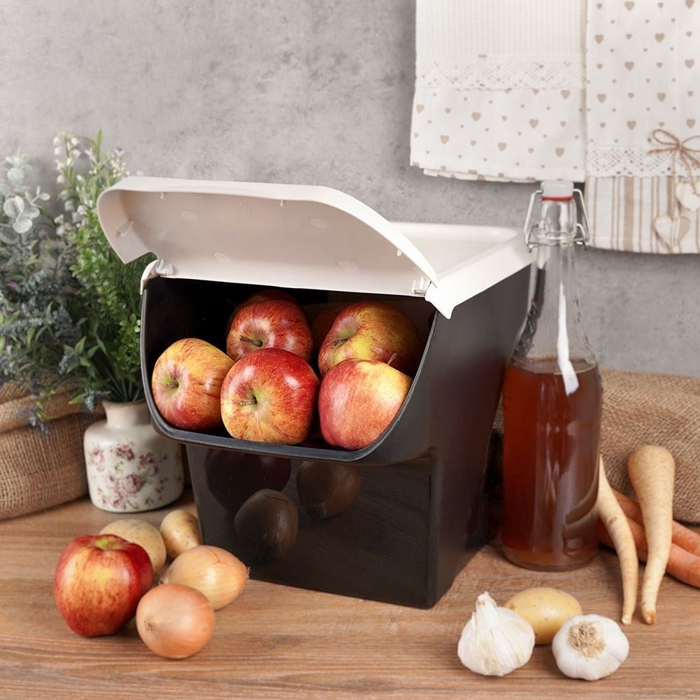 Practical storage box for fruit and vegetables with flap
