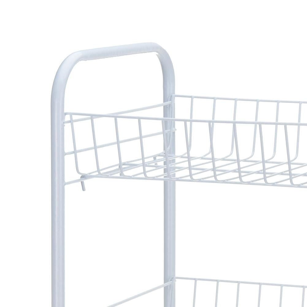 Practical three-level shelf in metal with wheels for easy movement
