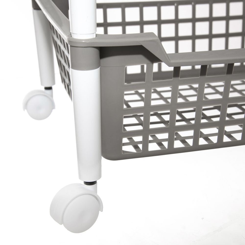 Practical three-level shelf on wheels for home and workshop
