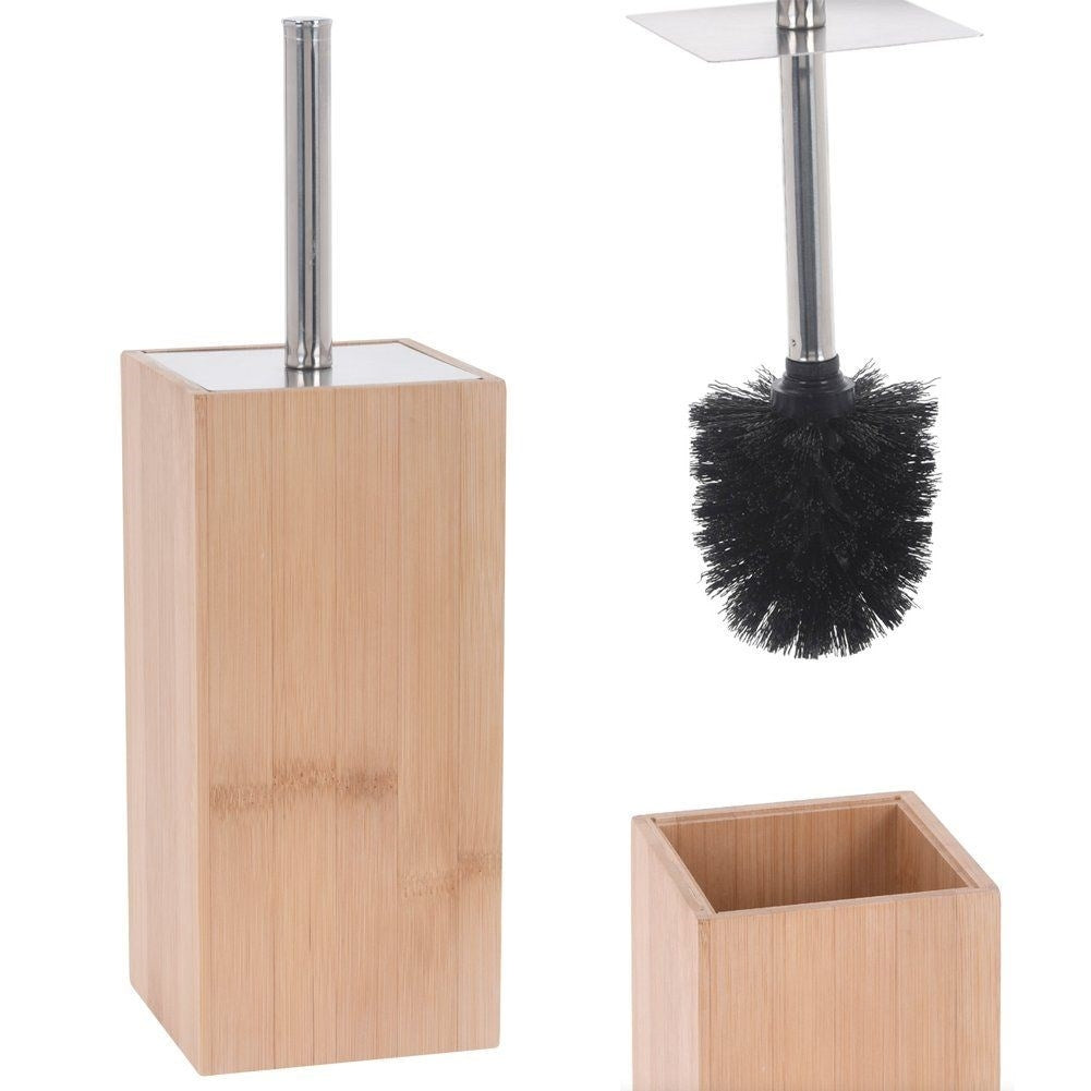 Practical toilet brush with bamboo wood and container