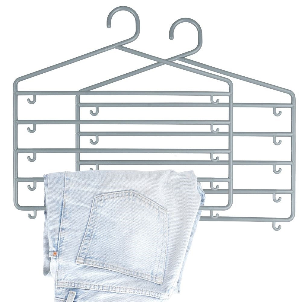 Practical trouser hanger for 5 pairs of trousers, set of 2