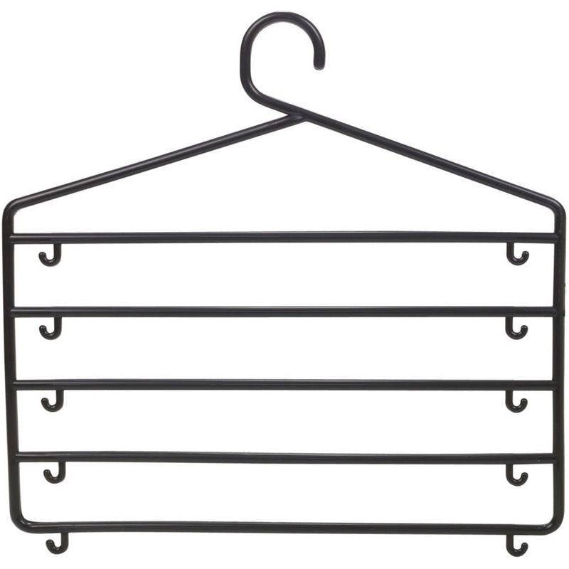 Practical trouser hanger for 5 pairs of trousers, set of 2