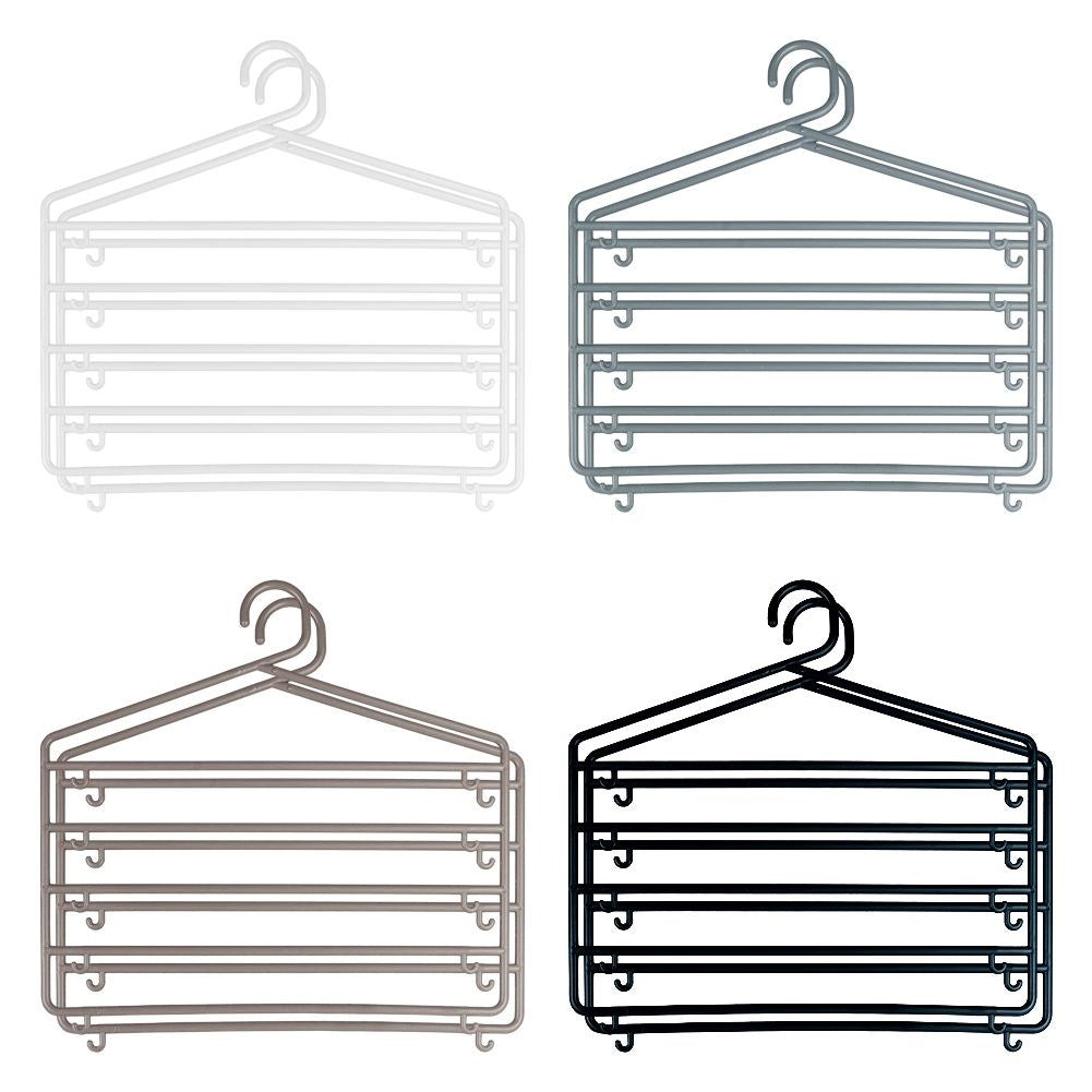 Practical trouser hanger for 5 pairs of trousers, set of 2